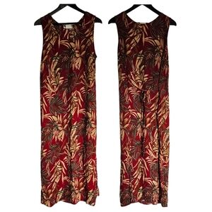 Vintage tradition women's red tropical maxi dress